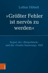 Seipel, der "Bürgerblock" und die "Genfer Sanierung" 1922_cover