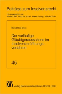 Der vorläufige Gläubigerausschuss im Insolvenzeröffnungsverfahren_cover