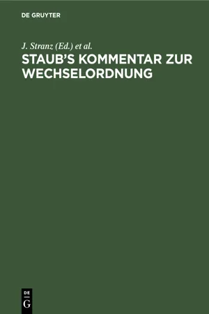 Staub's Kommentar zur Wechselordnung