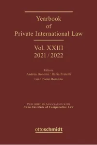 Yearbook of Private International Law Vol. XXIII - 2021/2022_cover