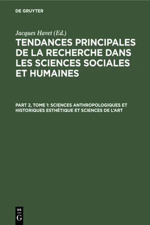 Sciences anthropologiques et historiques Esthétique et sciences de l'art