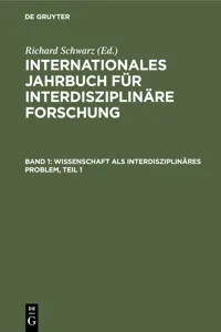 Wissenschaft als interdisziplinäres Problem, Teil 1_cover