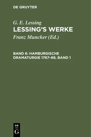 Hamburgische Dramaturgie 1767–69, Band 1