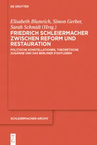 Friedrich Schleiermacher zwischen Reform und Restauration_cover