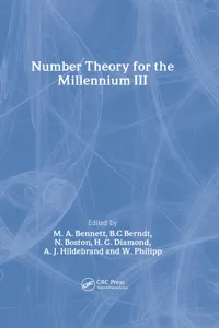Number Theory for the Millennium III_cover