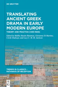 Translating Ancient Greek Drama in Early Modern Europe_cover