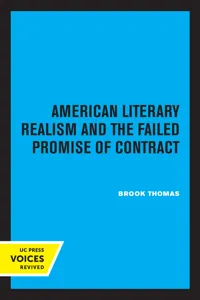 American Literary Realism and the Failed Promise of Contract_cover