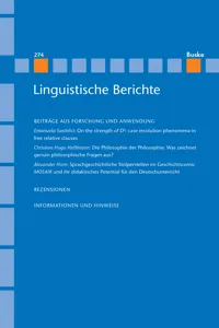 Linguistische Berichte Heft 274_cover