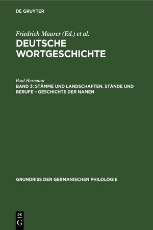 Stämme und Landschaften. Stände und Berufe – Geschichte der Namen