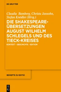 Die Shakespeare-Übersetzungen August Wilhelm Schlegels und des Tieck-Kreises_cover