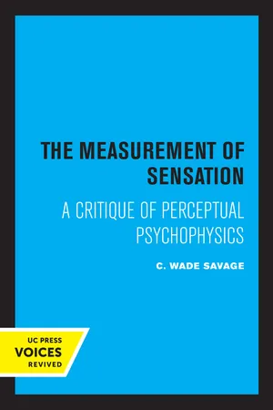 The Measurement of Sensation