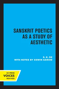 Sanskrit Poetics as a Study of Aesthetic_cover