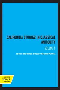 California Studies in Classical Antiquity, Volume 8_cover