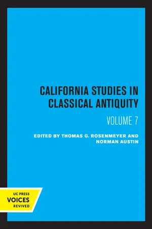 California Studies in Classical Antiquity, Volume 7