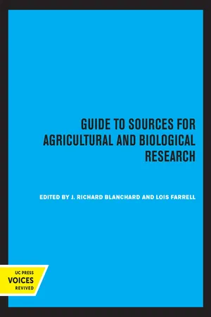 Guide to Sources for Agricultural and Biological Research