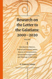 Research on the Letter to the Galatians: 2000-2020. Volume 1_cover