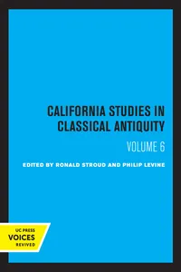 California Studies in Classical Antiquity, Volume 6_cover