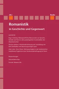 Romanistik in Geschichte und Gegenwart Jahrgang 28 Heft 1_cover