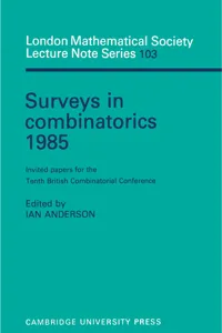 Surveys in Combinatorics 1985_cover