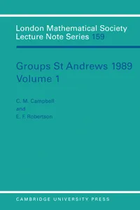 Groups St Andrews 1989: Volume 1_cover