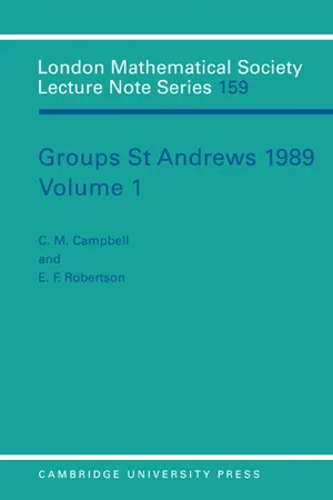 Groups St Andrews 1989: Volume 1