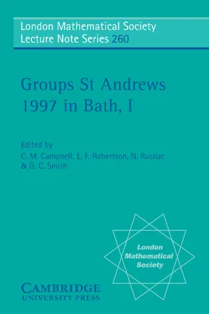 Groups St Andrews 1997 in Bath: Volume 1