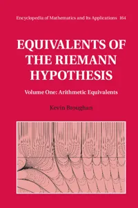 Equivalents of the Riemann Hypothesis: Volume 1, Arithmetic Equivalents_cover