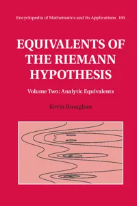 Equivalents of the Riemann Hypothesis: Volume 2, Analytic Equivalents_cover