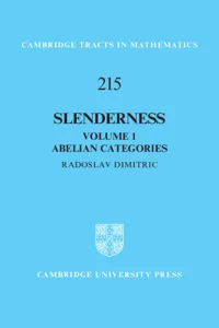 Slenderness: Volume 1, Abelian Categories_cover