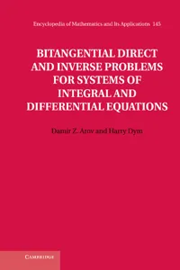 Bitangential Direct and Inverse Problems for Systems of Integral and Differential Equations_cover