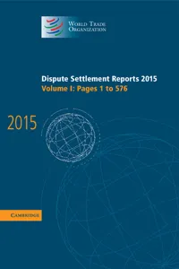 Dispute Settlement Reports 2015: Volume 1, Pages 1–576_cover