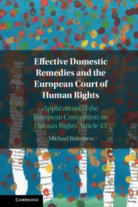 Effective Domestic Remedies and the European Court of Human Rights_cover