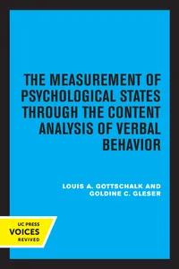 The Measurement of Psychological States Through the Content Analysis of Verbal Behavior_cover