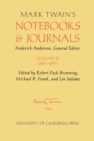 Mark Twain's Notebooks and Journals, Volume III