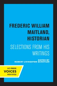 Frederic William Maitland, Historian_cover