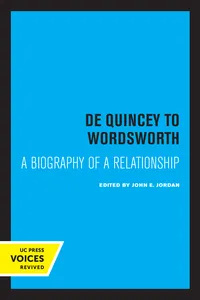 De Quincey to Wordsworth_cover