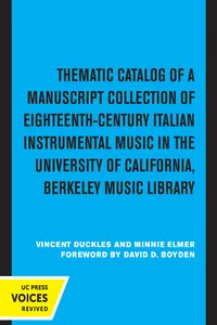 Thematic Catalog of a Manuscript Collection of Eighteenth-Century Italian Instrumental Music_cover