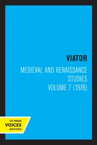 Viator, Medieval and Renaissance Studies, Volume 7_cover