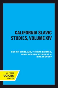 California Slavic Studies, Volume XIV_cover