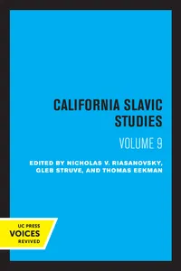 California Slavic Studies, Volume IX_cover