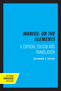 Marius: On The Elements_cover