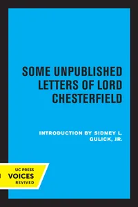 Some Unpublished Letters of Lord Chesterfield_cover