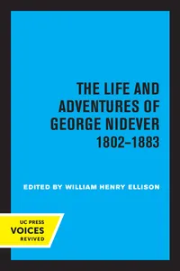The Life and Adventures of George Nidever, 1802 - 1883_cover