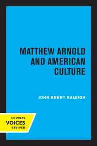 Matthew Arnold and American Culture_cover