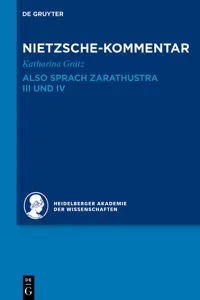 Kommentar zu Nietzsches "Also sprach Zarathustra" III und IV_cover