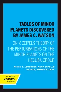 Tables of Minor Planets Discovered by James C. Watson_cover