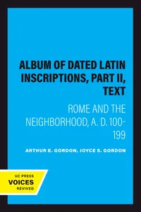 Album of Dated Latin Inscriptions, Part II, Text_cover
