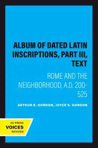 Album of Dated Latin Inscriptions, Part III, Text_cover