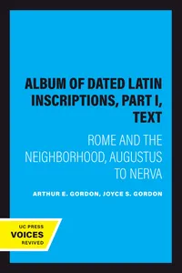 Album of Dated Latin Inscriptions, Part I, Text_cover