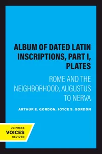 Album of Dated Latin Inscriptions, Part I, Plates_cover